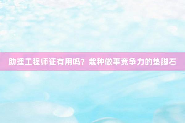 助理工程师证有用吗？栽种做事竞争力的垫脚石